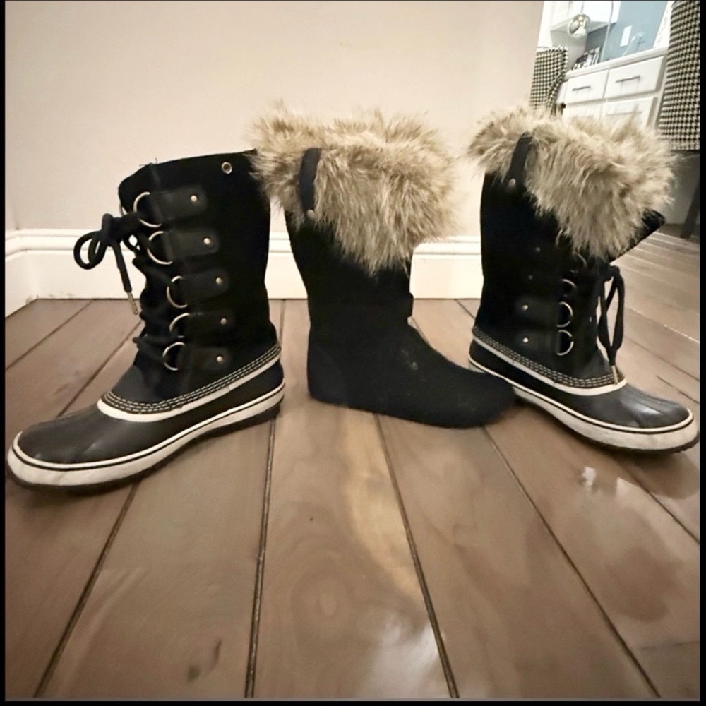 SOREL Joan of Arctic™ Waterproof Black Suede Boot Snow-Rain Boot, Size 9 - Picture 3 of 15
